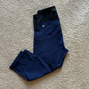 🔥 Lululemon Leggings Womens Pedal Pace Crop Blue Black. Sz 8